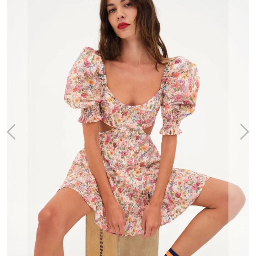 For Love And Lemons Floral Mini Dress - Pink and White